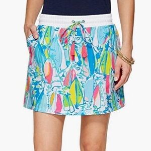 NWT Lilly Pulitzer Zia French Terry Drawstring Skirt in Beach And Bae Size XS